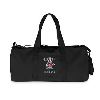 Cute but Crazy Hippo Comic Style Funny Motif - Recycled Canvas Sports Bag by Stanley/Stella - black - Front