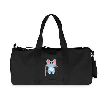 Elefant Bodybuilder Klimmzüge Bodybuilding - Recycelte Canvas-Sporttasche von Stanley/Stella - Schwarz - Vorne