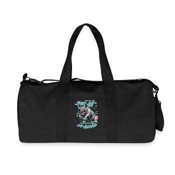 Crazy Rhino on the Edge of Madness Comic Style - Recycled Canvas Sports Bag by Stanley/Stella - black - Front