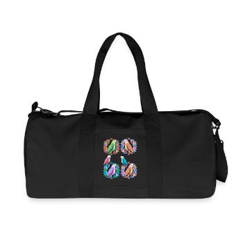 Bird Birds Parrot Parrot Laurel Wreath - Recycled Canvas Sports Bag by Stanley/Stella - black - Front