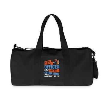 Funny Speed Limit Police Slogan Motif - Recycled Canvas Sports Bag by Stanley/Stella - black - Front