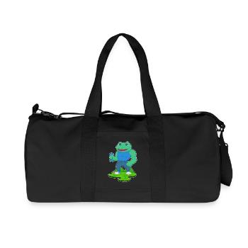 Frog Bodybuilder Musculation avec haltères - Sac de sport en toile recyclée Stanley/Stella - noir - Devant