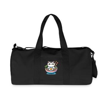 Kawaii Cat in Ramen Bowl Streetwear - Recycled Canvas Sports Bag by Stanley/Stella - black - Front