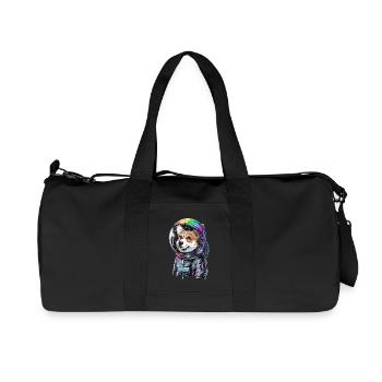 Astronaut Corgi Dog Adventure Fun - Recycled Canvas Sports Bag by Stanley/Stella - black - Front