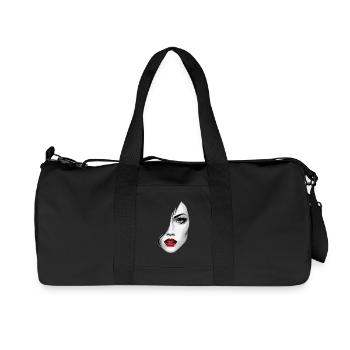 Schöne Frauenface Ästhetik Kunst mit Roten Lippen - Recycelte Canvas-Sporttasche von Stanley/Stella - Schwarz - Vorne