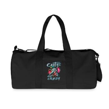 Style de bande dessinée éléphant mignon mais fou - Sac de sport en toile recyclée Stanley/Stella - noir - Devant