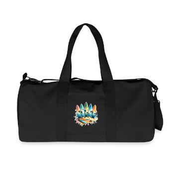 Surfeurs - Sac de sport en toile recyclée Stanley/Stella - noir - Devant
