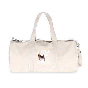 Just A Boy Who Loves Beagles - Recycelte Canvas-Sporttasche von Stanley/Stella - Naturweiß - Vorne