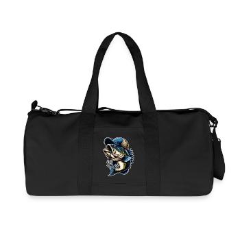 Angeln Fisch Mit Cap Angelhaken - Recycelte Canvas-Sporttasche von Stanley/Stella - Schwarz - Vorne