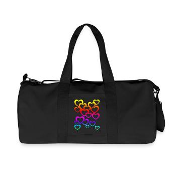 Colorful Hearts Gradient Rainbow Heart Icon - Recycled Canvas Sports Bag by Stanley/Stella - black - Front