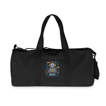 Robot joyeux avec des engrenages et - Sac de sport en toile recyclée Stanley/Stella - noir - Devant