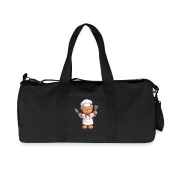Cuisinier d’ours en peluche - Sac de sport en toile recyclée Stanley/Stella - noir - Devant