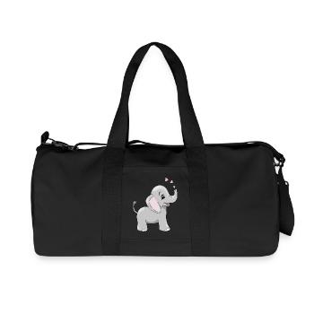 Cute happy baby elephant with hearts - Recycled Canvas Sports Bag by Stanley/Stella - black - Front