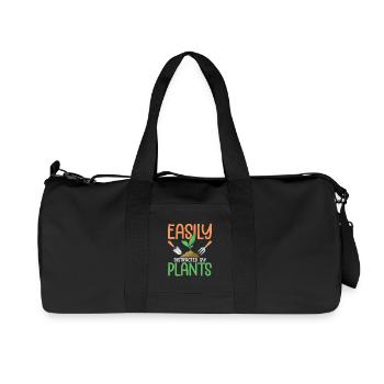 Easily Distracted By Plants Botanical Gardening - Recycled Canvas Sports Bag by Stanley/Stella - black - Front