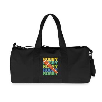 Rugby Ball – Retro Style Sports Design - Recycled Canvas Sports Bag by Stanley/Stella - black - Front