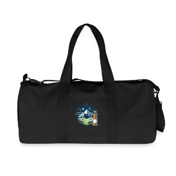 Nocturnal mountain scenery with beer bottle - Recycled Canvas Sports Bag by Stanley/Stella - black - Front