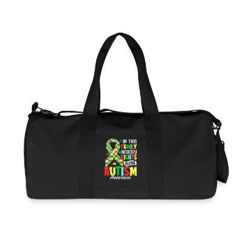 In this family nobody fights alone autism - Recycled Canvas Sports Bag by Stanley/Stella - black - Front