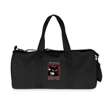 Lack gesoffen? Wieviel?! – Genervte Telefonkatze - Recycelte Canvas-Sporttasche von Stanley/Stella - Schwarz - Vorne