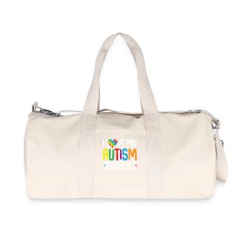 Cadeau de sensibilisation à l’autisme Sœur Frère - Sac de sport en toile recyclée Stanley/Stella - blanc naturel - Devant