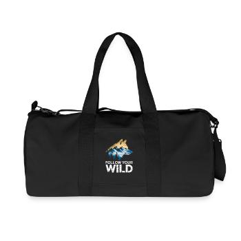 Follow your wild spirit with wolf and nature motif - Recycled Canvas Sports Bag by Stanley/Stella - black - Front