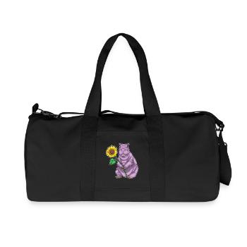 Nilpferd Sonnenblume - Recycelte Canvas-Sporttasche von Stanley/Stella - Schwarz - Vorne
