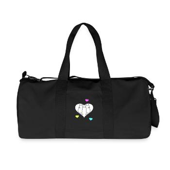 Retro Katzen Katze Valentin Herz Herzen Vintage - Recycelte Canvas-Sporttasche von Stanley/Stella - Schwarz - Vorne
