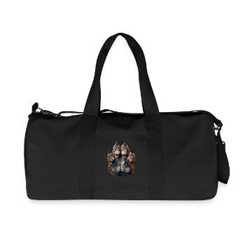 Detaillierter Wolfspfotenabdruck für - Recycelte Canvas-Sporttasche von Stanley/Stella - Schwarz - Vorne