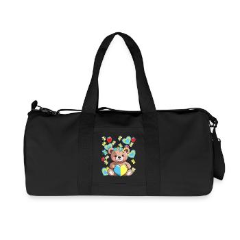 Teddy Teddy Bear Summer Bear Kids Child Baby Retro - Recycled Canvas Sports Bag by Stanley/Stella - black - Front