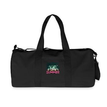I Love Summer Palmen Strand Vibes Sonnenuntergang - Recycelte Canvas-Sporttasche von Stanley/Stella - Schwarz - Vorne