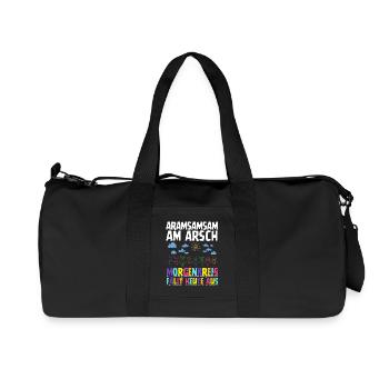 Aramsamsam am Arsch – Kita-Morgenkreis fällt aus - Recycelte Canvas-Sporttasche von Stanley/Stella - Schwarz - Vorne