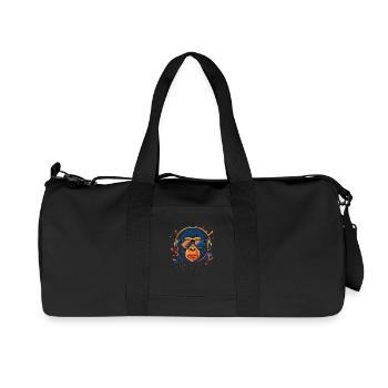 DJ Monkey – Colorful Music Monkey - Recycled Canvas Sports Bag by Stanley/Stella - black - Front