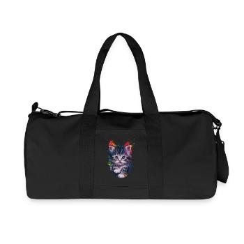 Colorful Cat Artwork Vivid and Unique - Recycled Canvas Sports Bag by Stanley/Stella - black - Front
