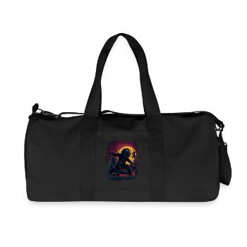 Cool skate sloth in retro sunset - Recycled Canvas Sports Bag by Stanley/Stella - black - Front