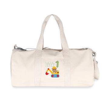 Je suis maintenant 1 Bagger Bear 1er anniversaire - Sac de sport en toile recyclée Stanley/Stella - blanc naturel - Devant