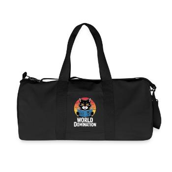 World domination – cat with big plans - Recycled Canvas Sports Bag by Stanley/Stella - black - Front