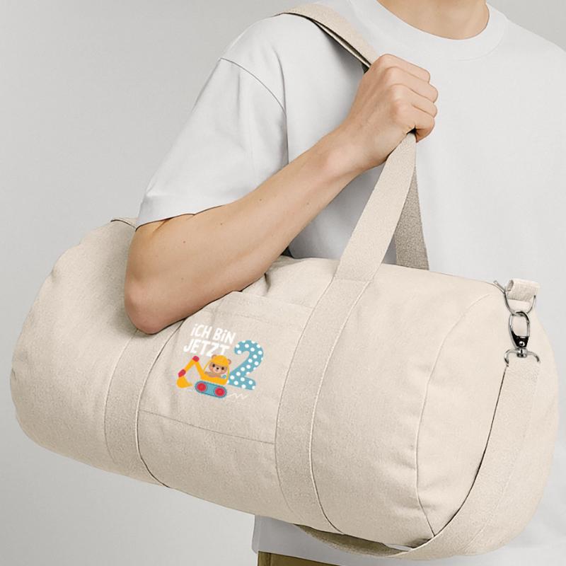 Ich bin jetzt 2 Bagger Bär 2. Geburtstag Recycelte Canvas-Sporttasche von Stanley/Stella