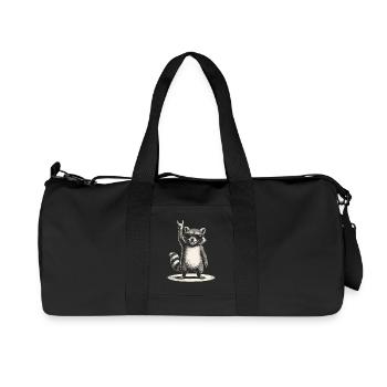 Rock Music Funny raccoon with sunglasses - Recycled Canvas Sports Bag by Stanley/Stella - black - Front