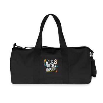 Wild, Cheeky & Finally 8 Years 8th Birthday - Recycled Canvas Sports Bag by Stanley/Stella - black - Front