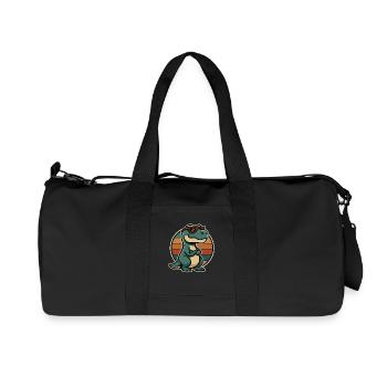 Cool dinosaur with sunglasses – retro style - Recycled Canvas Sports Bag by Stanley/Stella - black - Front