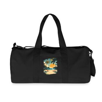 Beach Palm Trees Sunset Summer - Recycled Canvas Sports Bag by Stanley/Stella - black - Front