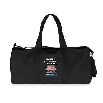 Too Many Tabs – ADD Brain Cartoon Design - Recycled Canvas Sports Bag by Stanley/Stella - black - Front