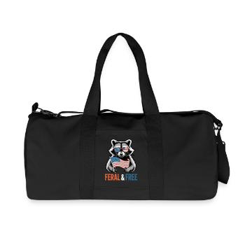 Feral & Free Red White And Feral Raccoon Flag - Recycled Canvas Sports Bag by Stanley/Stella - black - Front