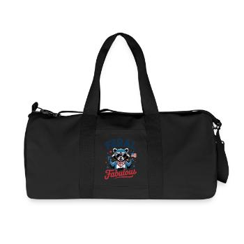 Raton laveur sauvage et libre rouge blanc et sauvage - Sac de sport en toile recyclée Stanley/Stella - noir - Devant