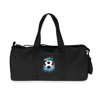 Shark Kids Birthday Eight Years Anniversary - Recycled Canvas Sports Bag by Stanley/Stella - black - Front