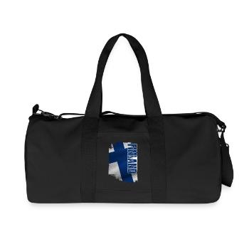 Finland Flag Vertical, I Love Finland - Recycled Canvas Sports Bag by Stanley/Stella - black - Front