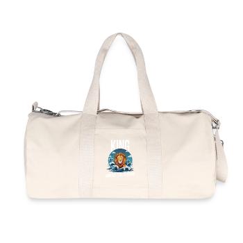 Majestätischer Löwenkopf mit Wasserrauschen - Recycelte Canvas-Sporttasche von Stanley/Stella - Naturweiß - Vorne
