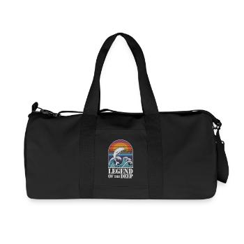 Legend Of The Deep Narwhal Illustration With - Recycled Canvas Sports Bag by Stanley/Stella - black - Front