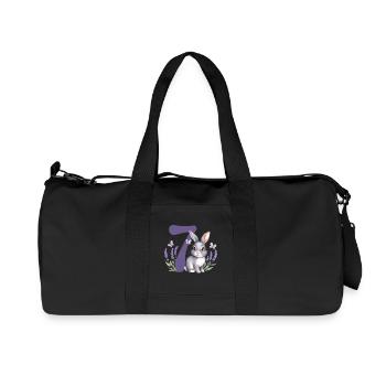 7th Birthday 7 Years Bunny Bunny Lavender Purple - Recycled Canvas Sports Bag by Stanley/Stella - black - Front