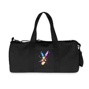 Abstract Watercolor Rabbit 🐇 - Recycled Canvas Sports Bag by Stanley/Stella - black - Front