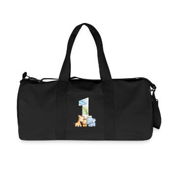 Jungle Animals Kids 1 Year Birthday Gift - Recycled Canvas Sports Bag by Stanley/Stella - black - Front